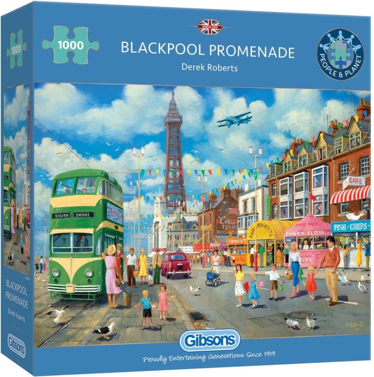 Gibsons - Blackpool Promenade (door Derek Roberts) - 1000 stukjes 68×49cm (b×h) - Legpuzzel voor volwassenen