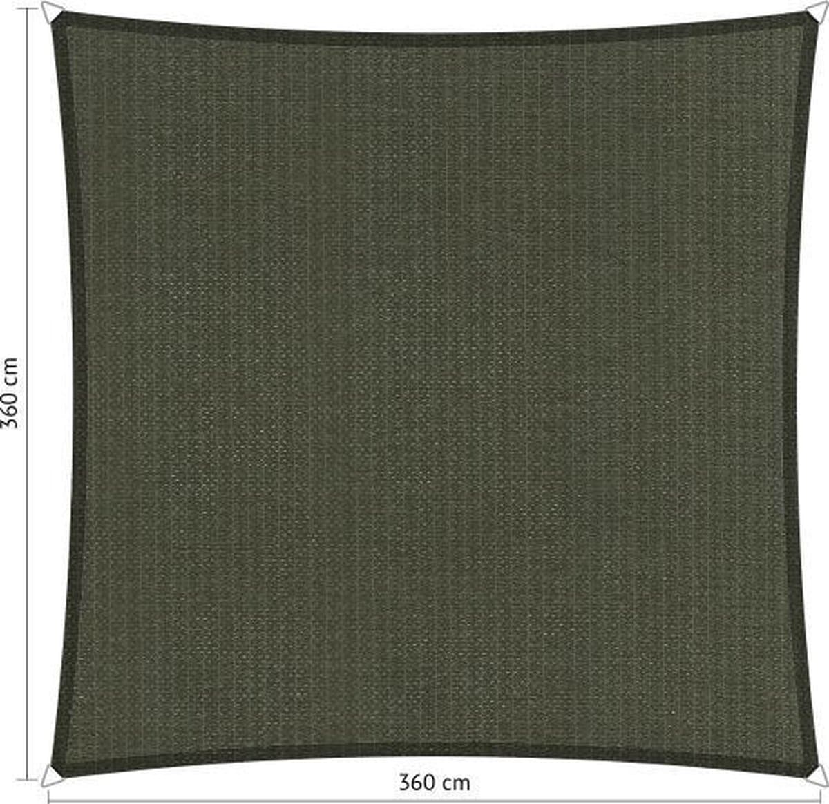Shadow Comfort® Vierkantige schaduwdoek - UV Bestendig - Zonnedoek - 360 x 360 CM - Deep Grey