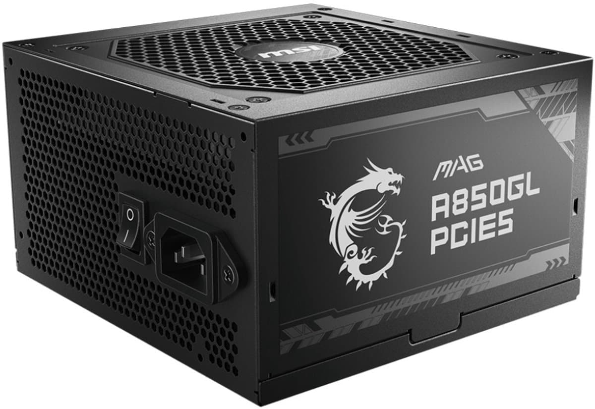 MSI MAG A850GL PCIE5 - Interne Voeding - ATX12V 3.0 - 80 Plus Gold - 850 Watt - Modulair - 100-240V - Actieve PFC - PCIe 5.0 - Zwart