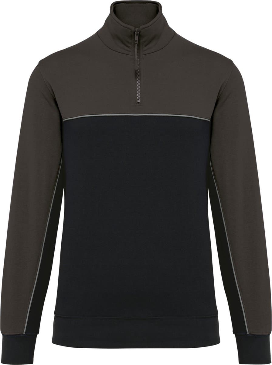 WK. Designed To Work Ecologische uniseks sweater met ritskraag WK404 - Black / Dark Grey - S