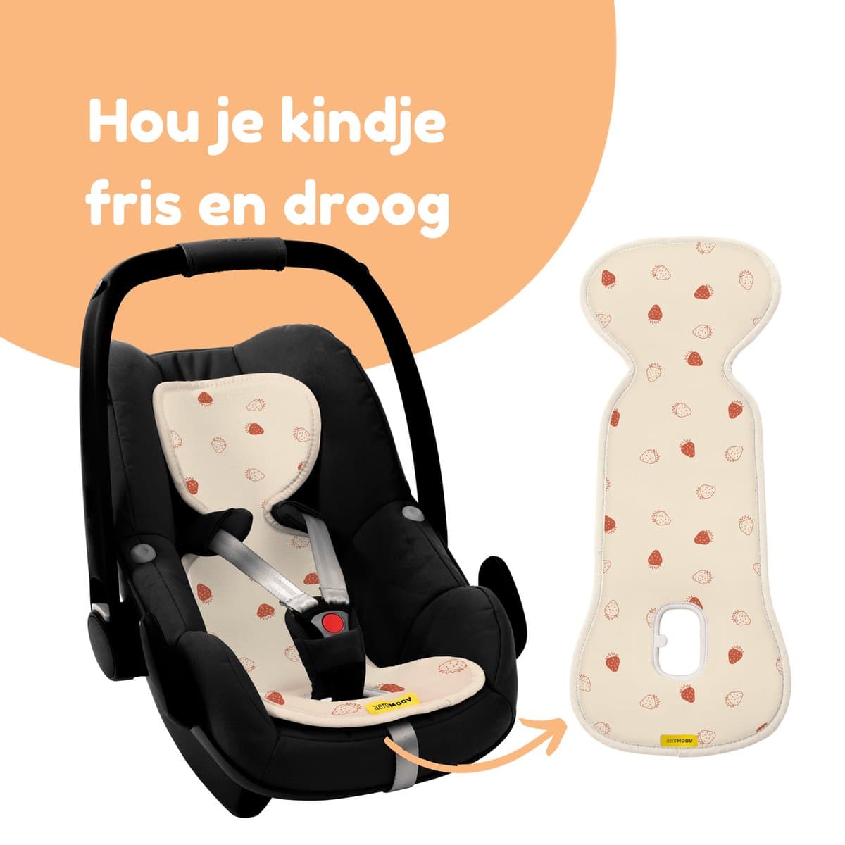 AeroMoov Air Layer – Inlegkussen Autostoel – Ademend & Warmteregulerend - Groep 0+ - Berries