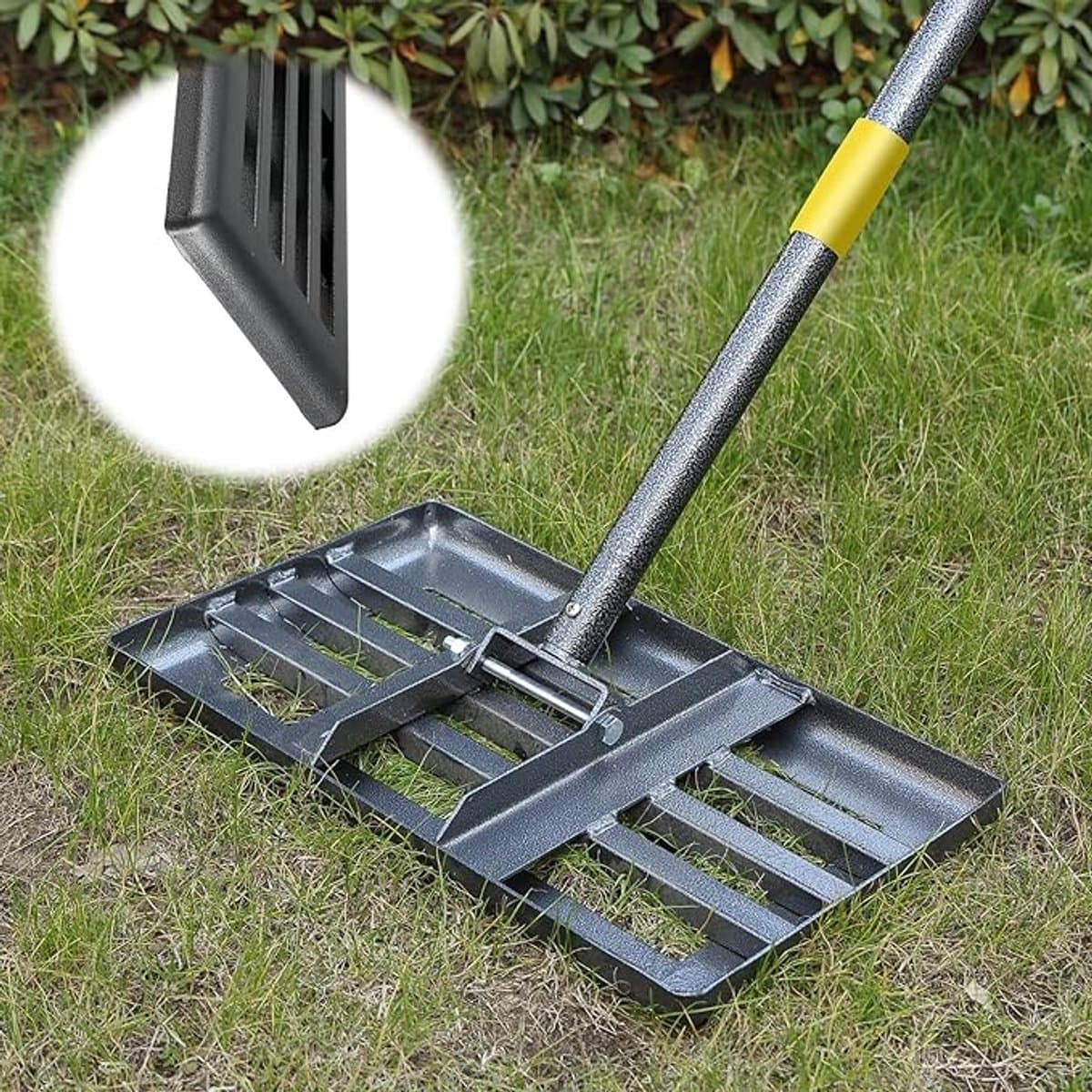Gazonegaliseerhark 43x25cm – Verstelbaar 109-157cm – Gladde Rand – Roestvrij Staal – Tuin & Golf
