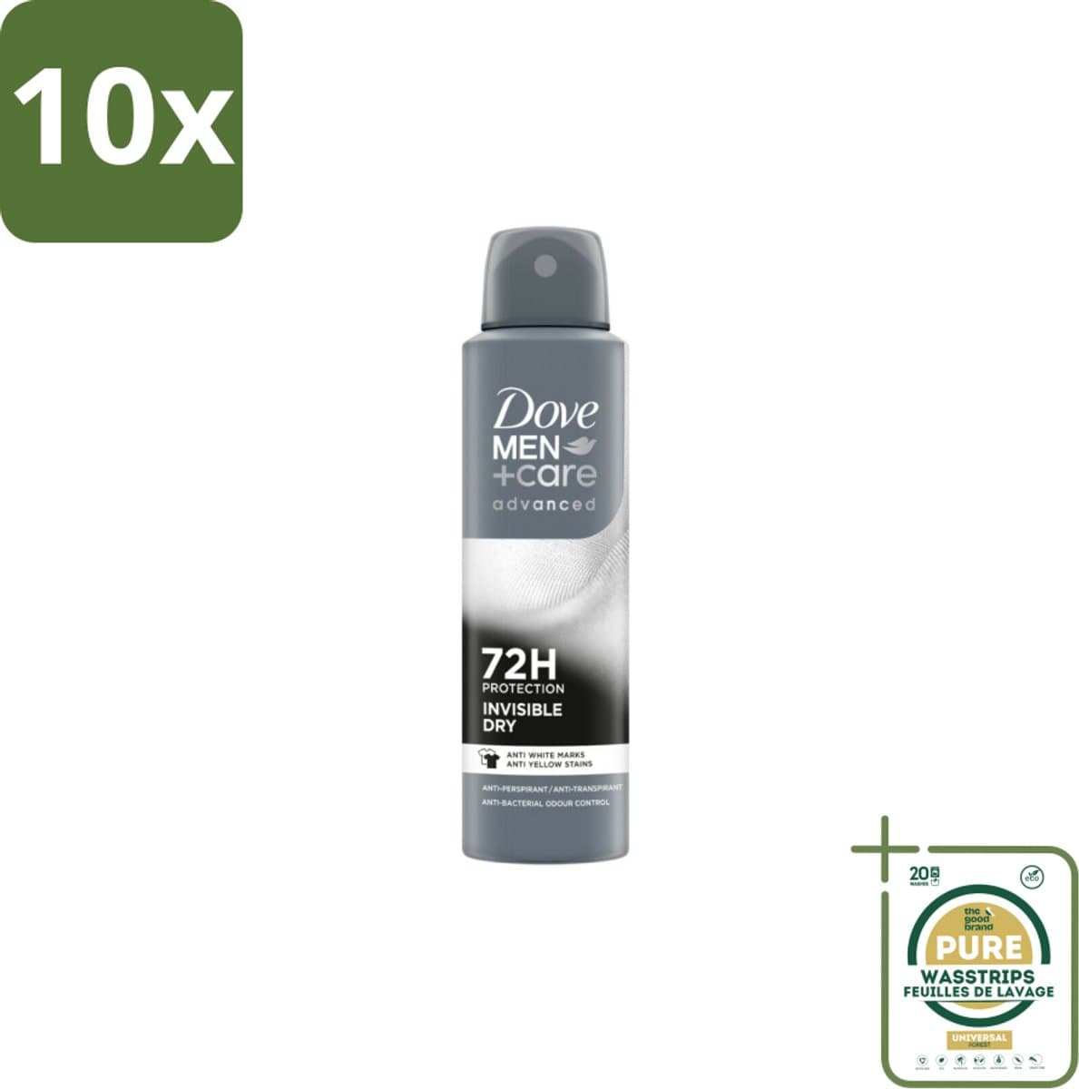10 x Dove Men+Care – Deodorant Spray – Invisible Dry – 150 ml - Grootverpakking - Deodorant Spray Mannen - Deodorant Spray Voor Mannen - Deodorant Spray Zonder Vlekken - Deodorant Spray Voor Oksels - Deodorant Spray Voor Sport