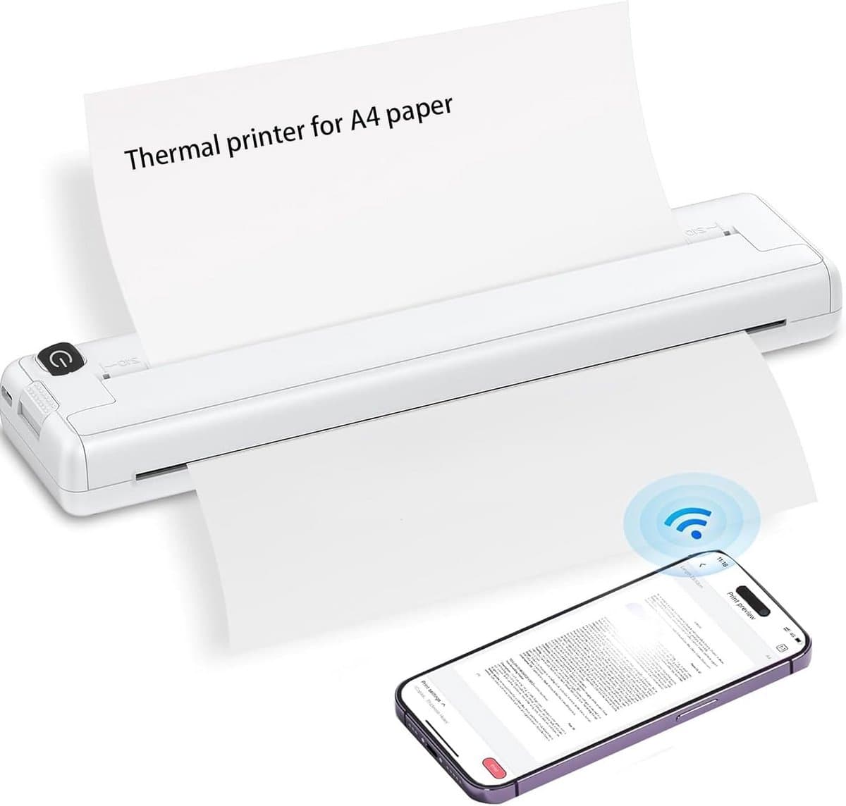 Draagbare Draadloze A4 Thermische Printer 200dpi voor Mobiel en Thuisgebruik