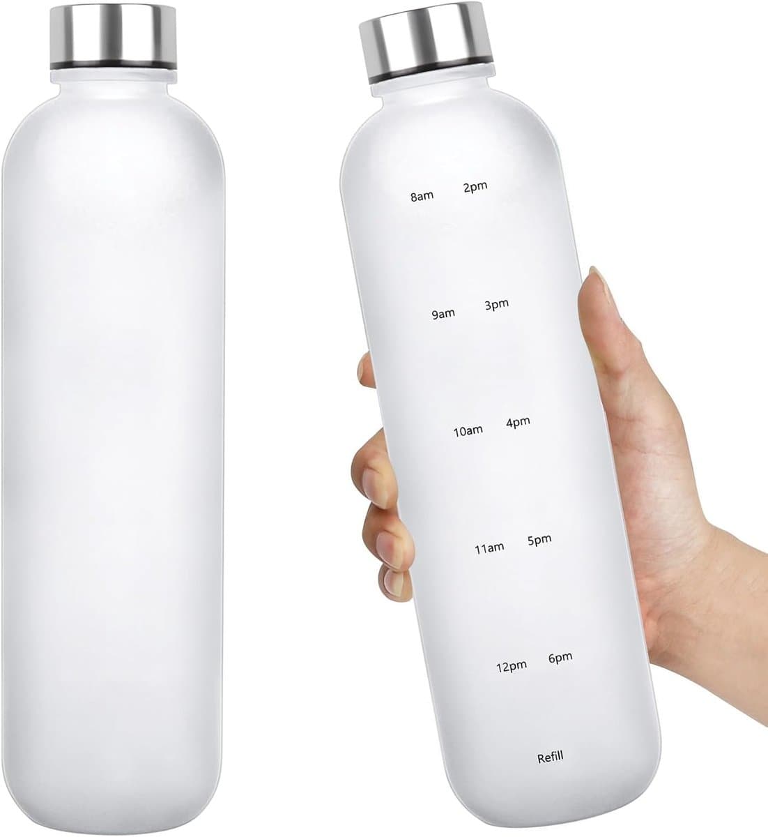BPA-vrije sportwaterfles met tijdmarkering en lekvrije sluiting - 947 ml matte stijl voor gym, fitness, wandelen en kamperen