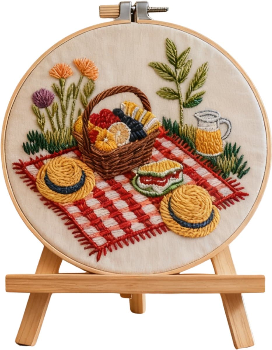 PREMIUM Borduurpakket voor volwassenen – DIY decoratie – Creatieve borduurset – Borduren - Picnic Meadow