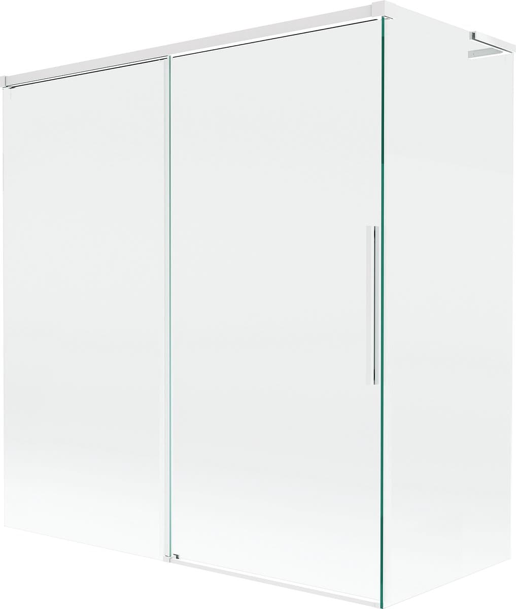 Mexen Rox L badwand 2-delig schuifbaar 150 + 70 x 150 , transparant, wit - 8C9L-150-070-20-00