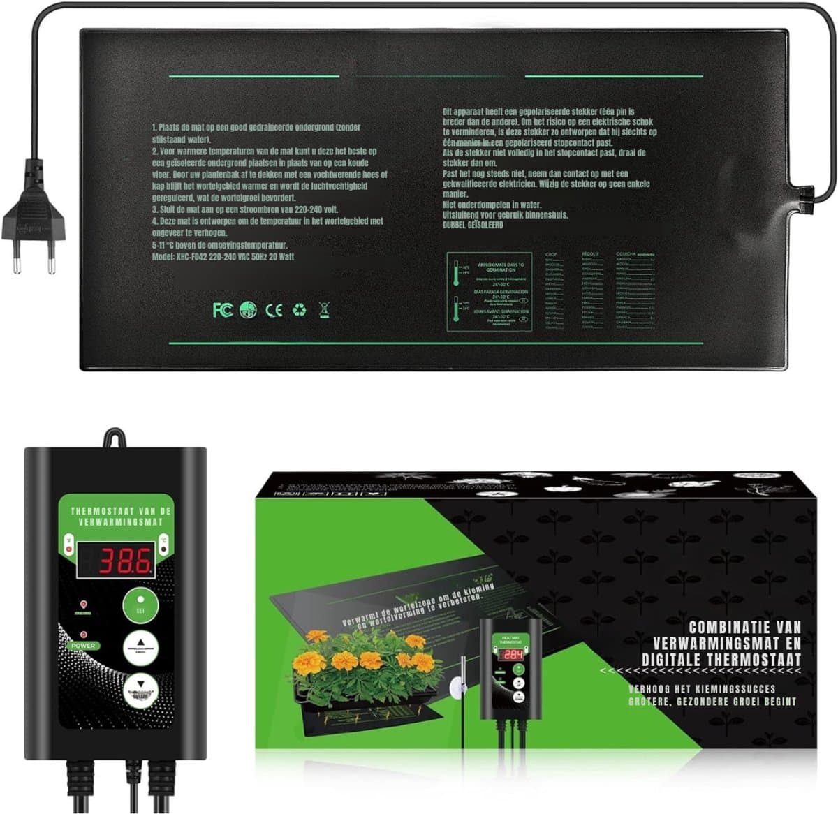 REN® Warmtemat Planten - Waterdicht - Kweekmat 50 Watt – Kweekmat Verwarmingsmat - Grijs - 53cm x 25cm x 5 cm