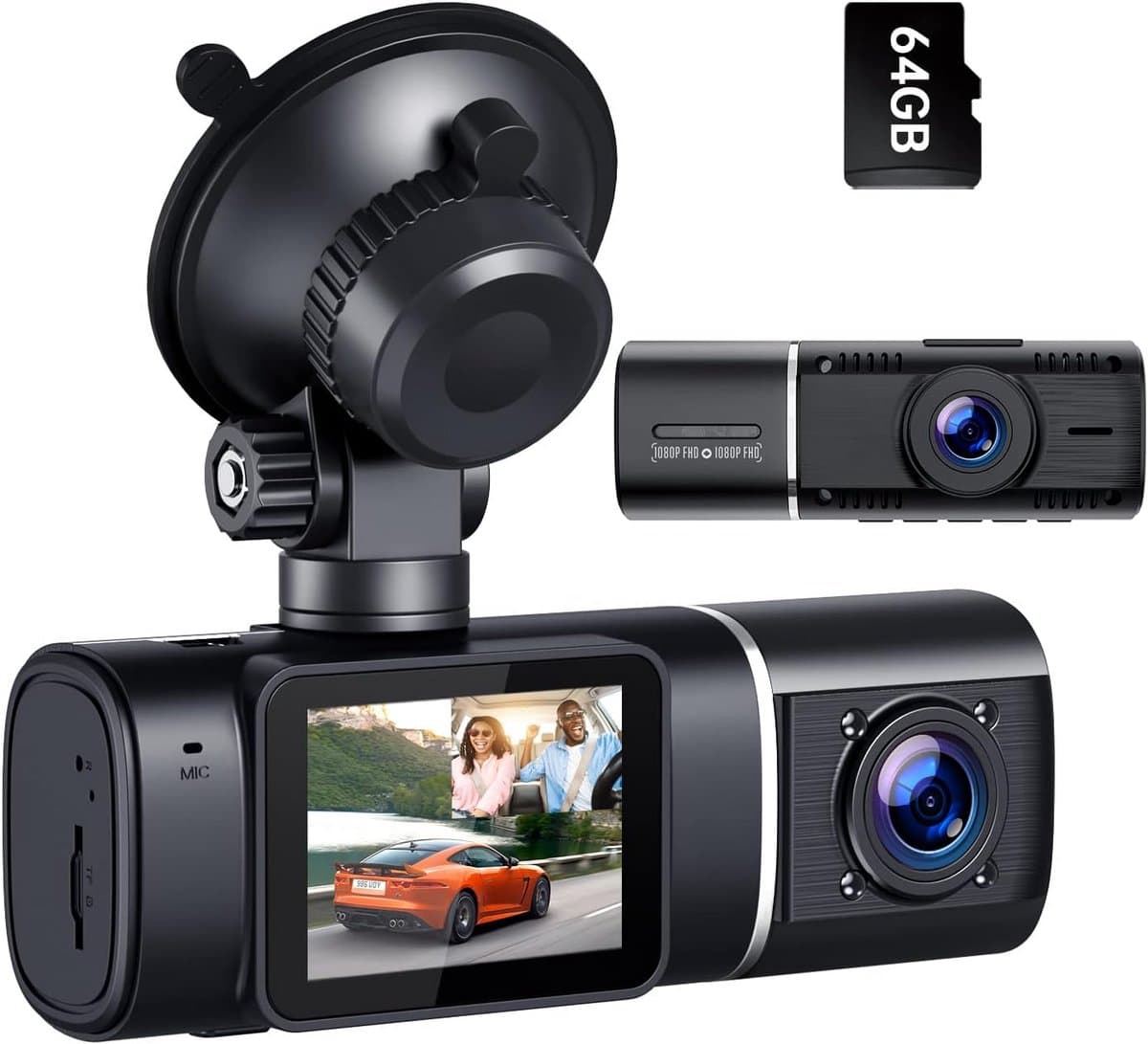 Dashcam 3 Kanaals met Achter- en Binnenopname, Parkeermonitor en Nachtzicht