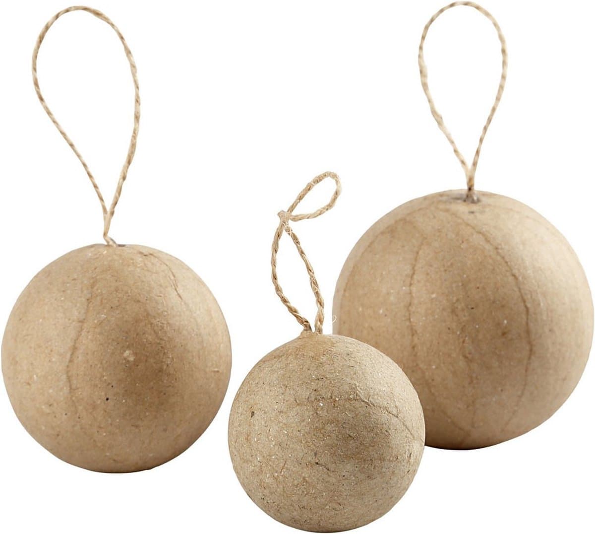 Hobby/DIY Kerstballen - 12x - aan touwtje - papier mache 4-5-6 cm