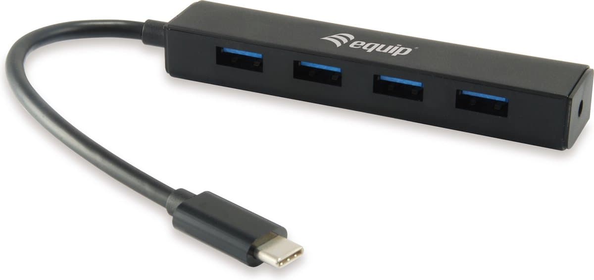 Equip 128954 USB-hub 4 poorten USB-A USB 3.1 Gen1 5 GBit/s Met USB-C stekker Zwart