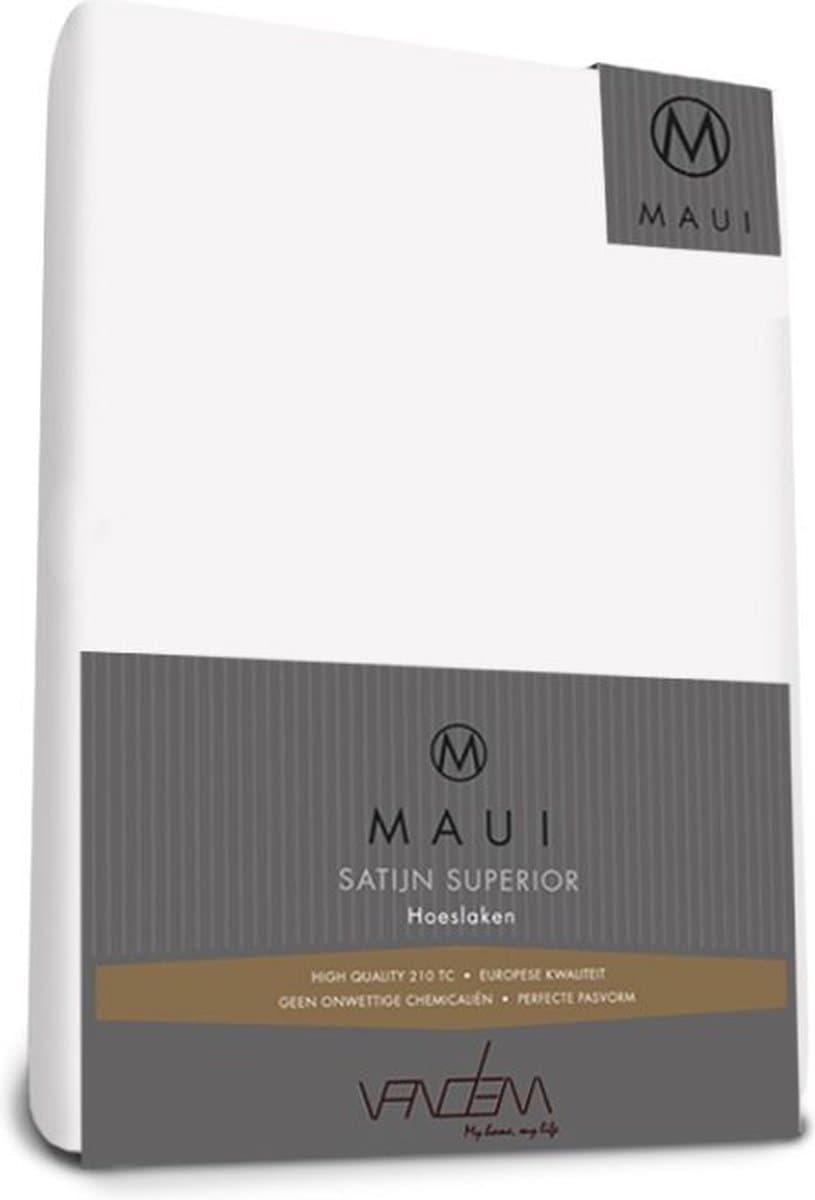 Maui - Van Dem - satijn Topper hoeslaken de luxe 80 x 220 cm wit