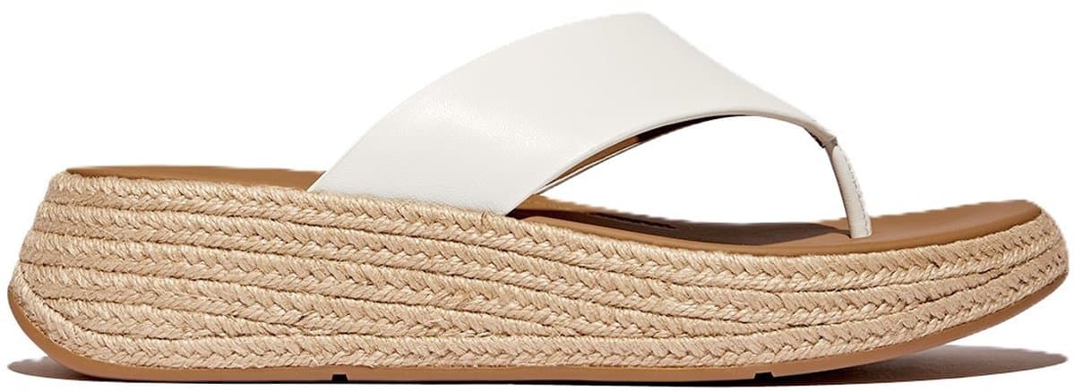 FitFlop FitFlop F-Mode Espadrille Leather Flatform T/Post Sandals WIT - Maat 42
