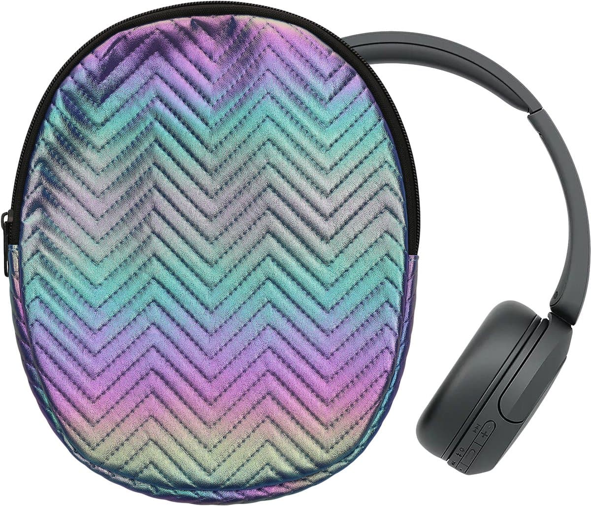 kwmobile Hoes voor Sony WH-CH520 / WH-CH510 / MDR-ZX110 Tas – Case voor Headset van Metallic Kunstleer en Nylon – meerkleurig