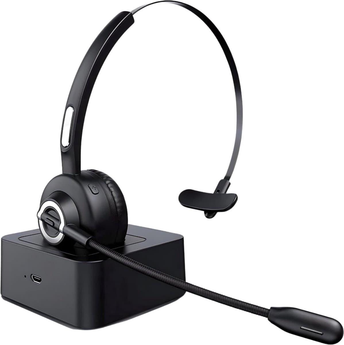 Nince Draadloze Headset met Microfoon – Bluetooth Headset – Draadloos – Headset Met Microfoon - Voor Laptop, PC & Smartphone – Zwart