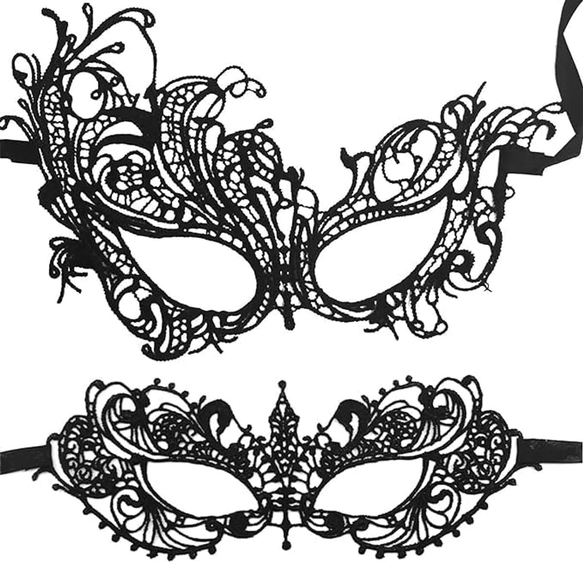 2 stuks masker - zwart sexy oogmasker voor Mardi Gras en maskerade van kant voor dames