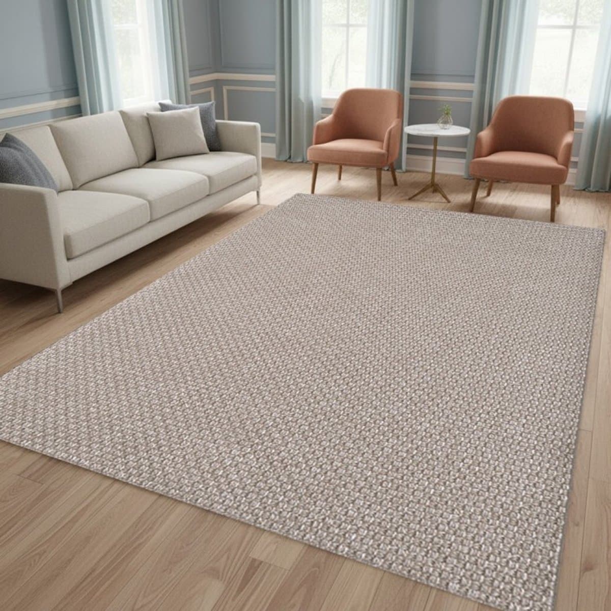TapisTrend Designer tapijt Taupe 200x290 cm Geweven binnen-/buitenkleed met een gestructureerde textuur voor terras, balkon, woonkamer en eetkamer