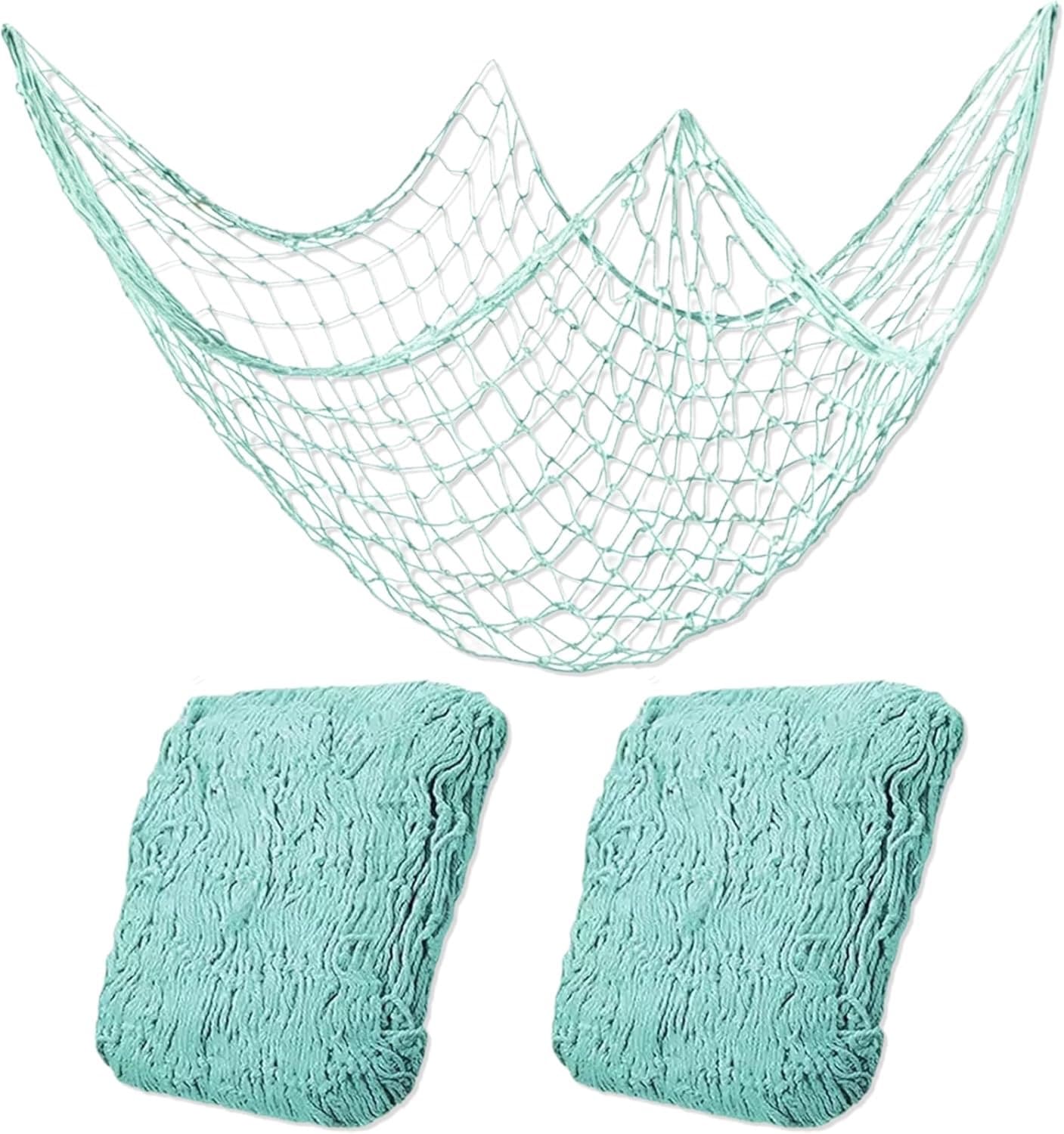 Visnet decoratie 100 x 200 cm - blauw deco mesh - stevige netstructuur - ideaal voor wanddecoratie - ShopVlot
