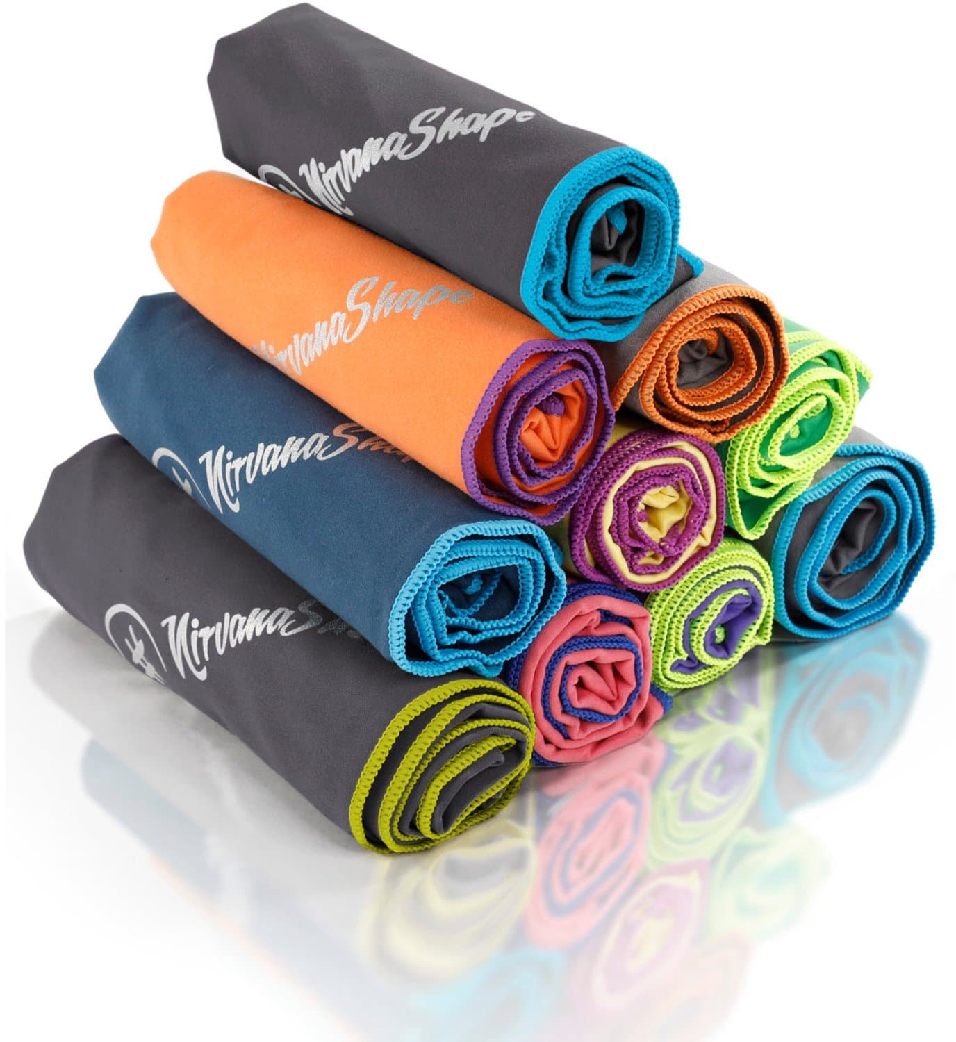 NirvanaShape - microvezel handdoek - microvezel reishanddoek - sneldrogend, ultralicht en zijdezacht - tot 8 keer meer absorberend - 200 x 100 cm - Grijs / Blauwe Rand