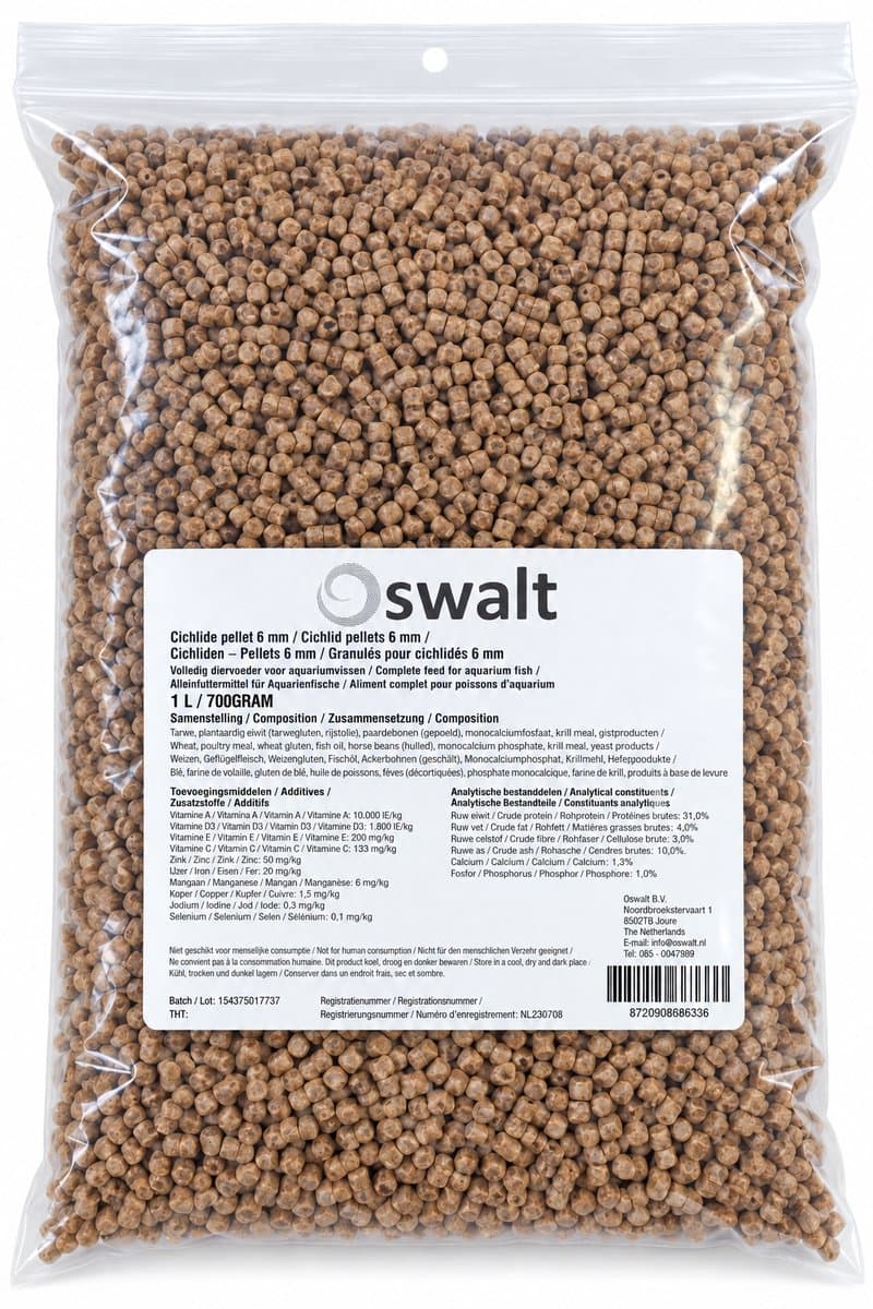 Oswalt - Cichlide Pellets 6mm - 1 liter - Vissenvoer