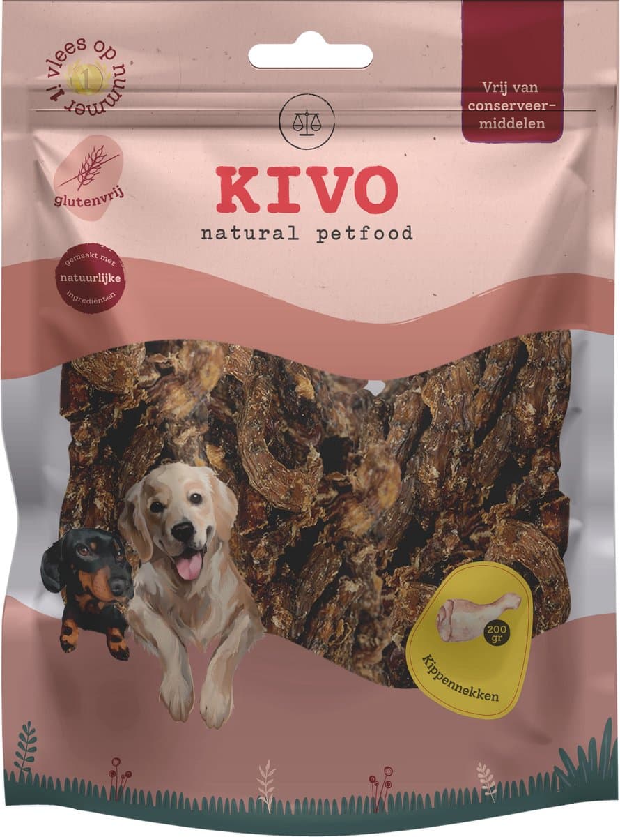 Kivo Petfood Hondensnack Kippennekken 2 zakken x 200 gram - Graanvrij en Glutenvrij
