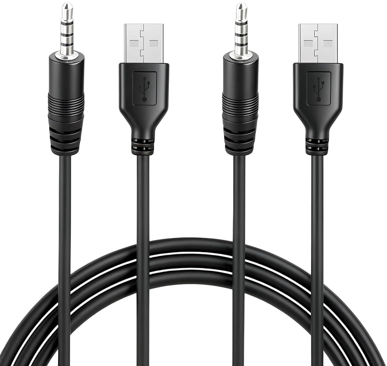 USB cable to 3.5mm plug for charging, AUX plug to USB 2.0, compatible with rechargeable headphones and personal - ShopVlot