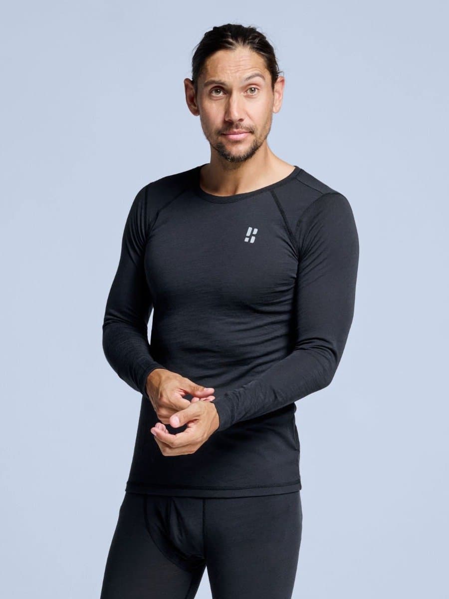 Poederbaas Thermoshirt Merinowol - Heren - Zwart - Maat L