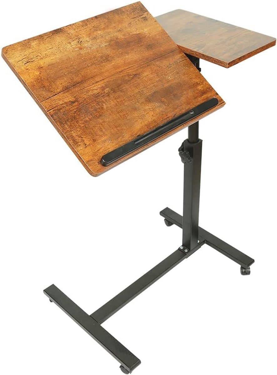 Inklapbaar Laptopbureau met Wielen - Hoogte Verstelbaar Stabureau 60 x 34,5 cm