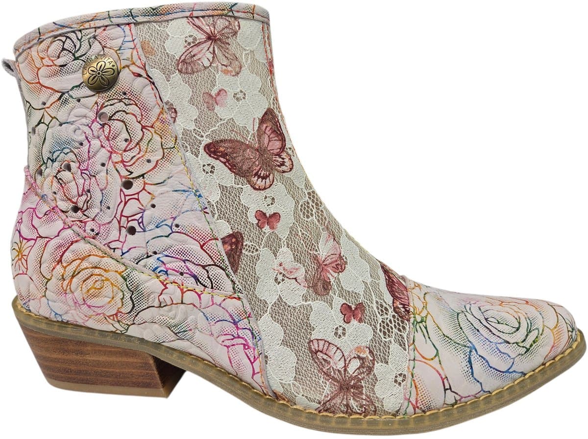 Laura Vita Hicnio 23 Poudre Enkellaarsjes Roze Leer en Mesh Dames - Roze - 40