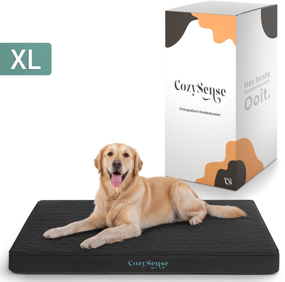 CozySense® Orthopedisch Hondenkussen 100 X 70 Cm – Maat XL - Waterdicht – Geschikt Als Benchkussen & Hondenbed - Wasbare Hoes - Zwart