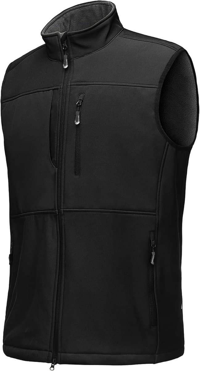Duurzame waterdichte outdoorjas voor heren, mouwloos softshell bodywarmer met fleecevest en volledige ritssluiting