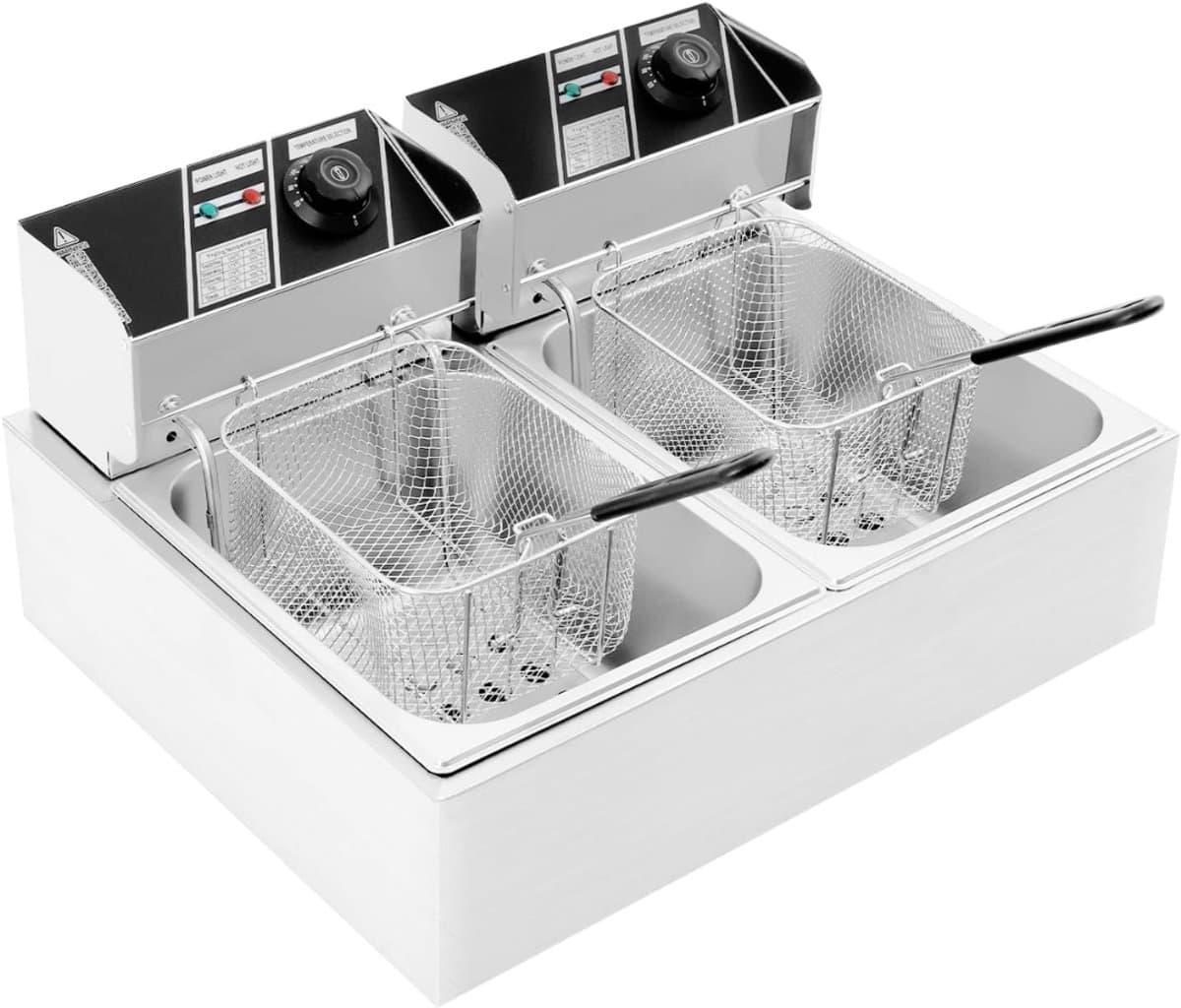 Quvo®Frituurpan dubbel - Frituurpan - Zilver - 55cm x 44cm x 30cm