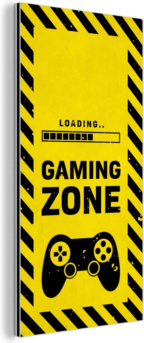 Wanddecoratie Metaal - Aluminium Schilderij Industrieel - Gaming - Quotes - Controller - Gaming zone - Game - 40x80 cm - Dibond - Foto op aluminium - Industriële muurdecoratie - Voor de woonkamer/slaapkamer