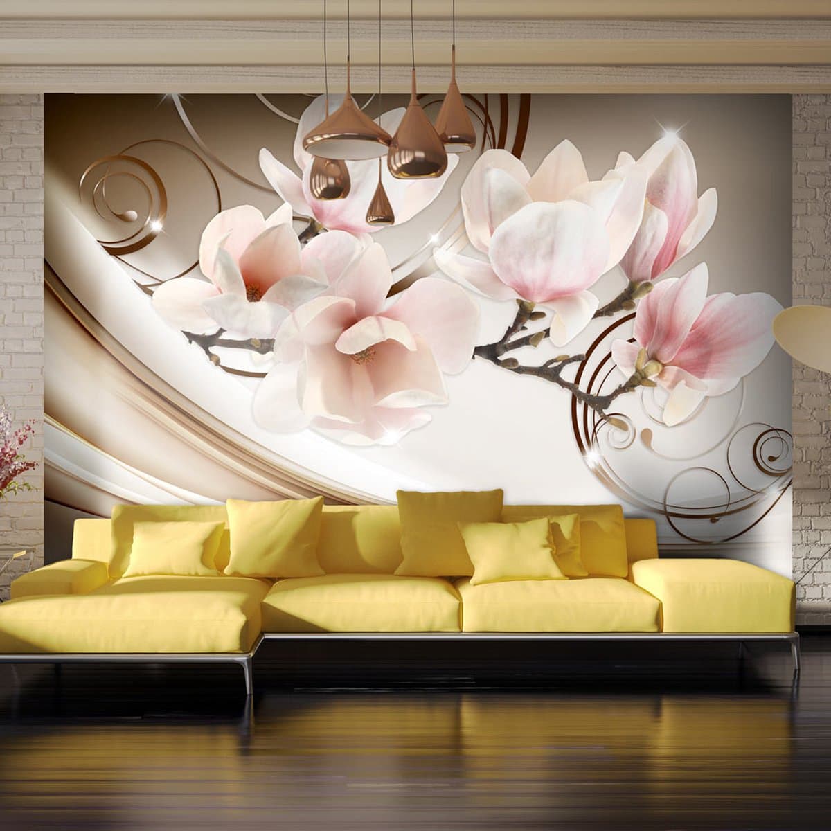 98cm X 70cm - Zelfklevend fotobehang - Magnolia's op de Golven , Premium Print