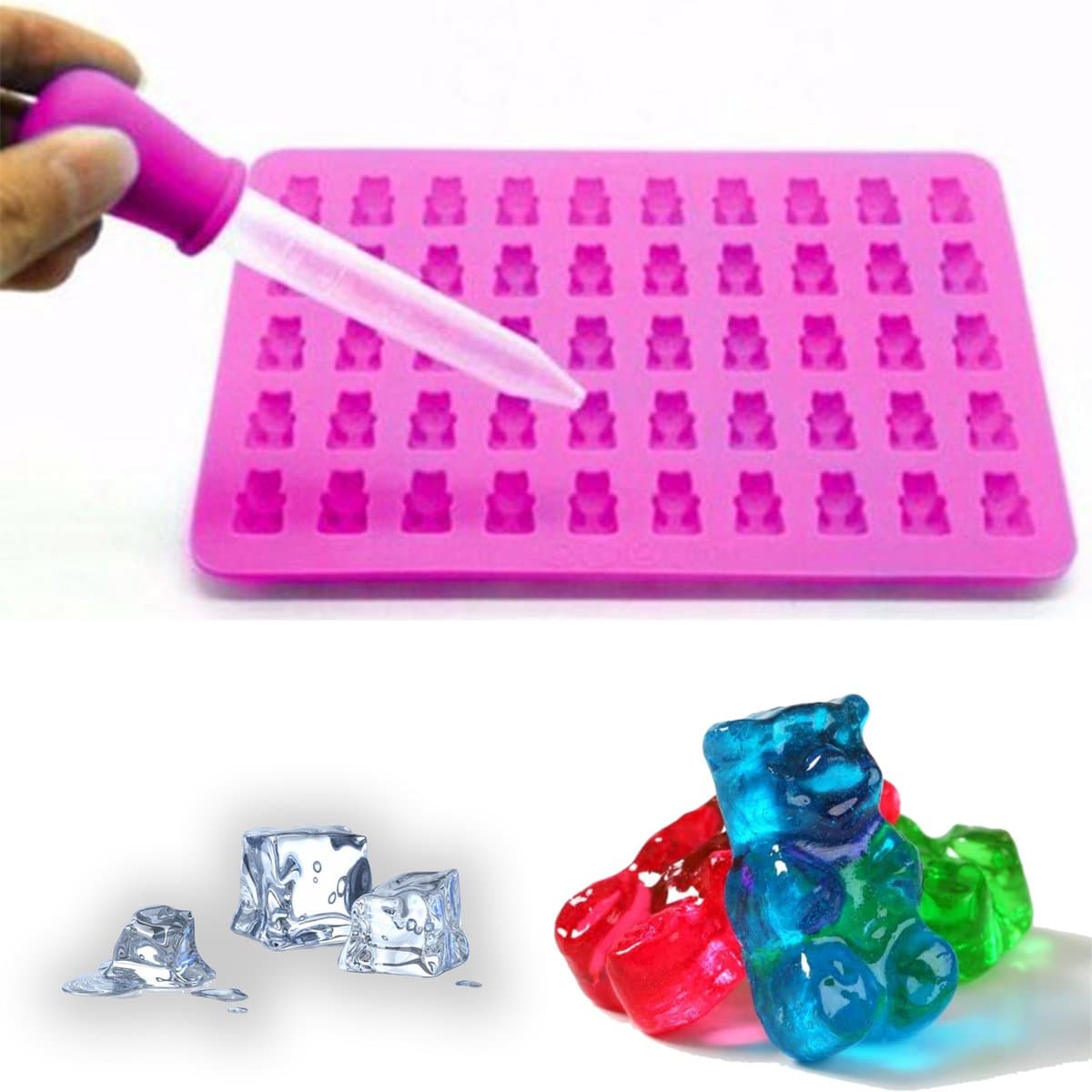 Siliconen Gummy Bear Mal – Chocoladevorm – Gelatine vorm – Snoep Maker – Ijsvormpjes – Gelei mal - Roze