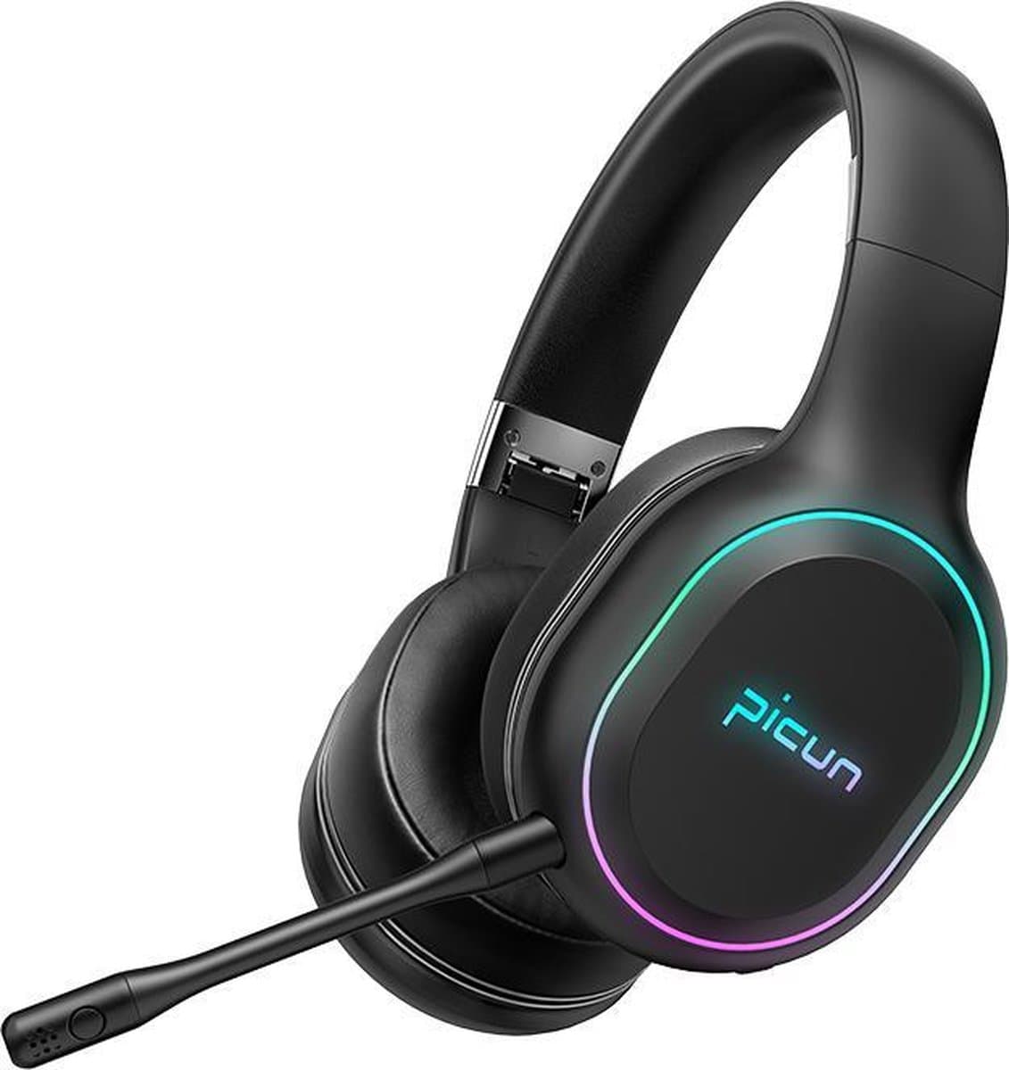 Picun P80X Draadloze Gaming Headset - Hoofdtelefoon/koptelefoon – in-uitplugbare Microfoon – zwart - Pc – Laptop - Ps4 – Ps5 – Android – Windows – ios