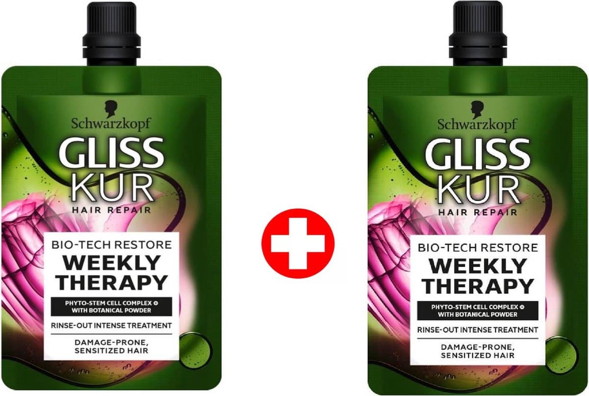 Gliss Kur - Haarmasker - Bio-Tech Restore - Weekly Therapy - 50ml x 2