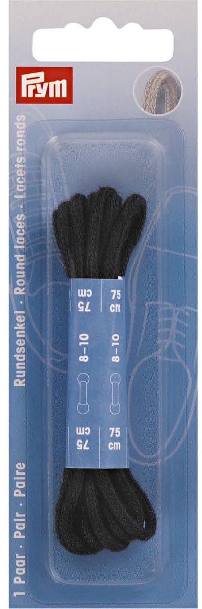 Ronde veters zwart 75 cm