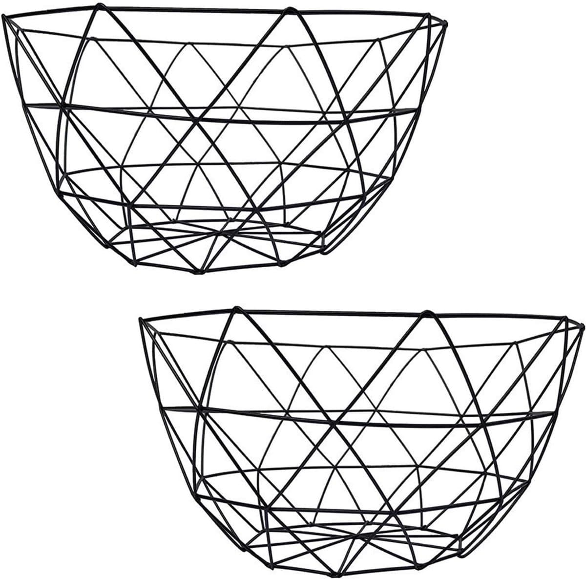 JeiibrZui Fruitschaal - Grote Fruitschaal Voor Aanrecht - Glad Gepolijste Randen & Hol Ventilatieontwerp - 2 - Modern Keukendecor Zwart