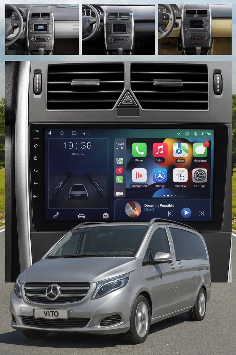 ADIVOX 9 inch T1 geschikt voor MB A/B/Vito/Viano/Sprinter/VW Crafter Android 15 CarPlay/Auto/Wifi/DAB+
