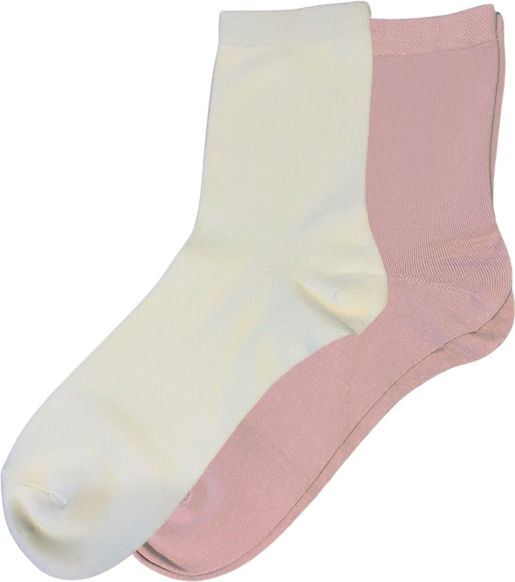 green-goose® Bamboe Sokken Dames - 2 Paar - Pastelkleuren - Roze, Beige - Maat 39-42 - Heerlijk Zacht, Stretchy en Duurzaam - Licht Geparfumeerd