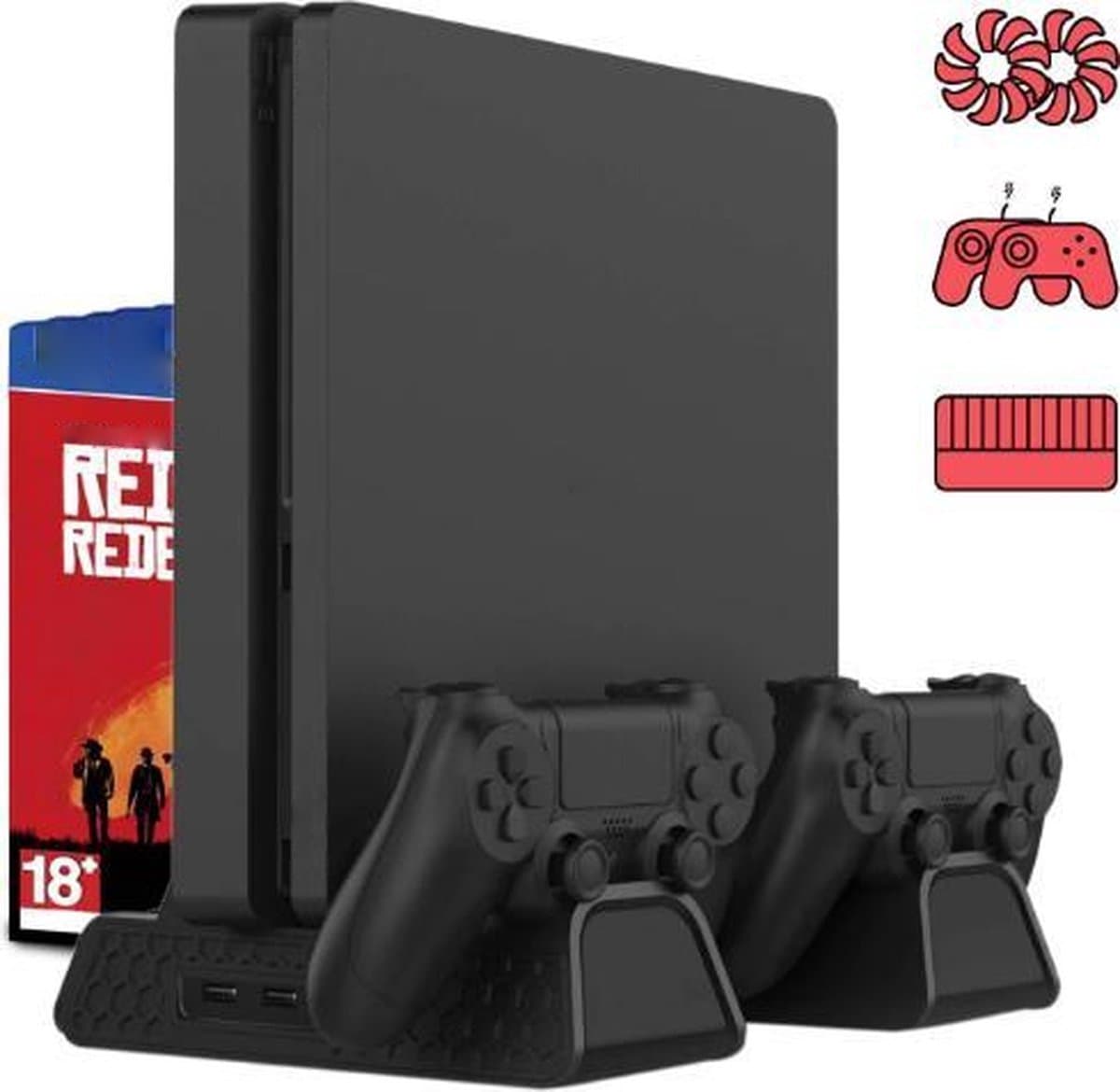 Premium Oplaadstation Geschikt voor PS4 - Docking Station Geschikt voor Playstation 4 Dual Shock Controller - Oplader - Zwart