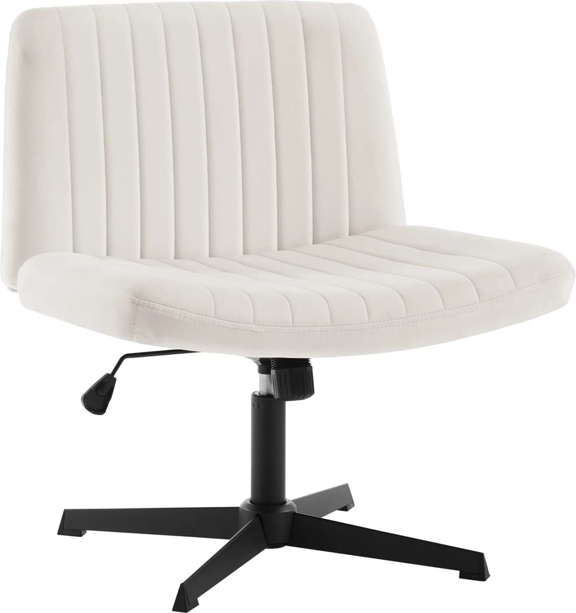 BukkitBow - Luxe Velvet/Fluwelen Bureaustoel - 360 ° Draaibare Relax/Lounge Stoel- Ergonomische Stoel - Wit/Cremé