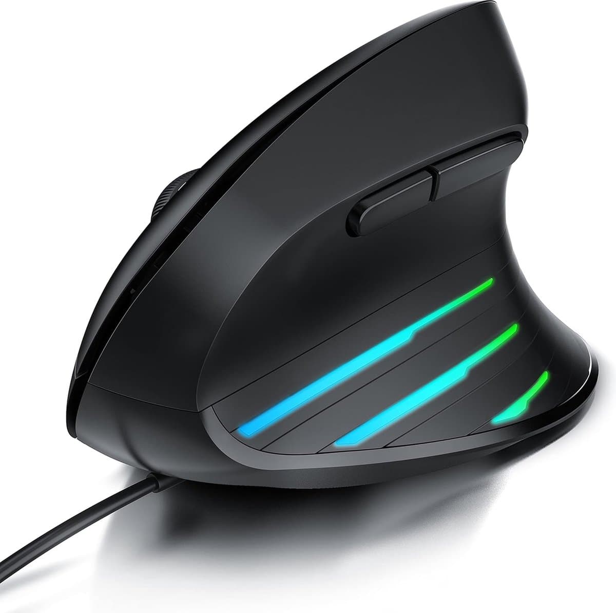StayPowered Ergonomic Mouse - Voorkom Polsbelasting & Werk Comfortabel - Vertical Design - 6400 DPI Instelbaar - 6 Knoppen - Bedraad USB - Huano Switches - LED Verlichting - Zwart - Levering Sneller dan Aangegeven!