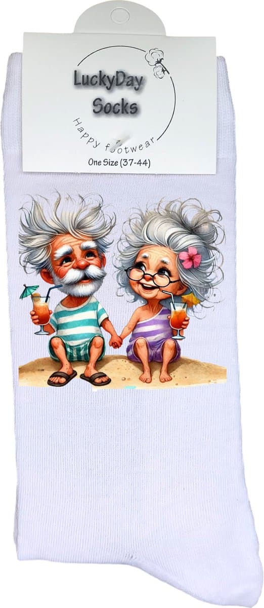 Liefste Oma Opa - Grappige sokken - Origineel cadeau - Verjaardag cadeau - Sint cadeau - Leuke sokken - Cocktail - Vrolijke sokken - Grappig cadeau - Pensioen cadeau - Kerstcadeau - Vaderdag - Moederdag - Vakantie - Strand - Socks maken Happy - 37-44