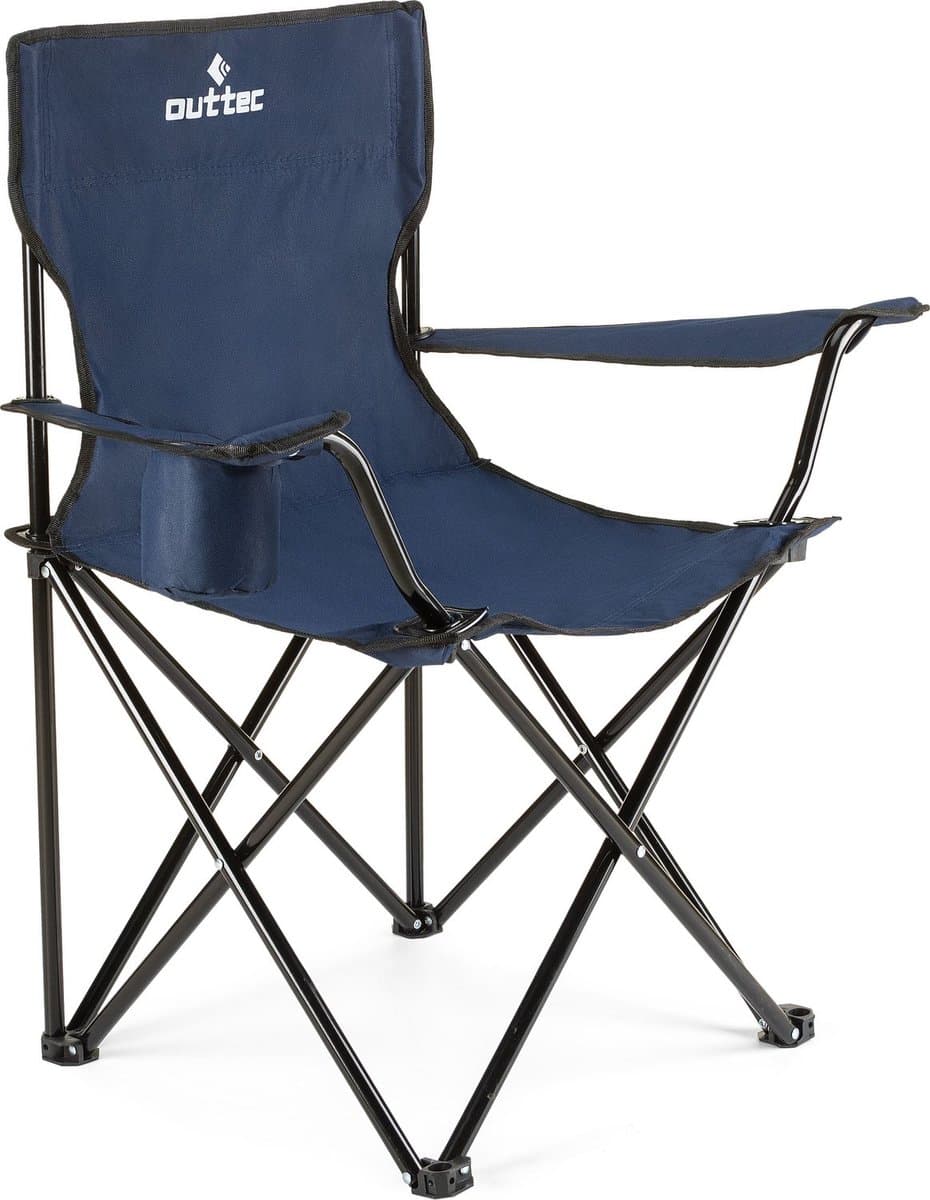 Outtec® Campingstoel - tot 125kg - Bekerhouder & Draagtas - Visstoel, Vouwstoel, Vouwstoel, Tuinstoel, Lichte Campingstoel, Strandstoel