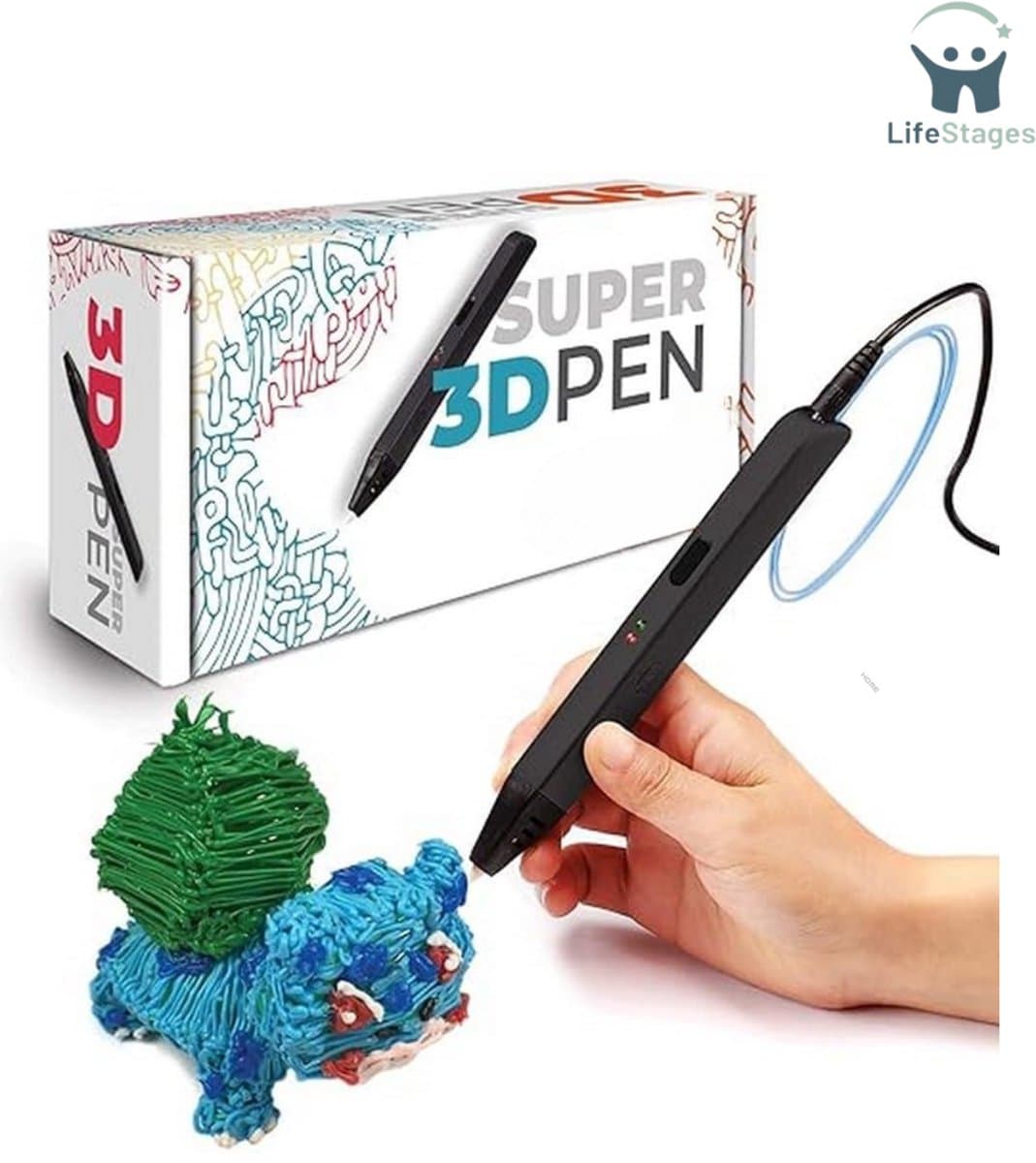 LifeStages - 3D Pen Starterspakket - Super 3D-pen - 3D-Printpen Compatibel met ABS en PLA 1,75 mm