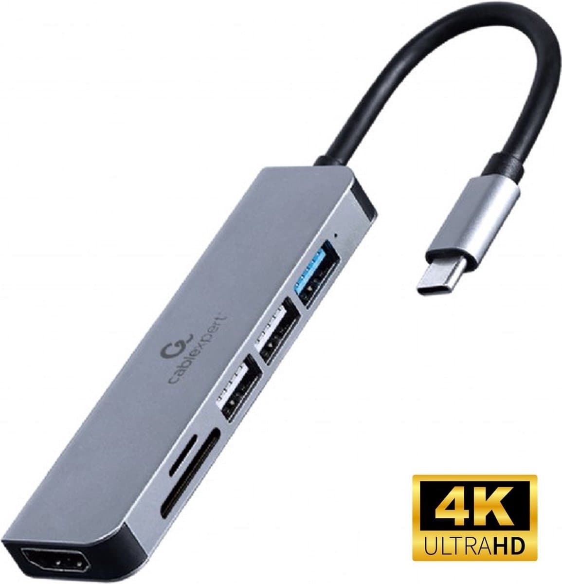Gembird USB C Hub 6 in 1 - USB splitter - USB Hub - USB C docking station - USB C naar HDMI 4K - SD Card - Micro SD Card - Macbook - Windows - Universeel