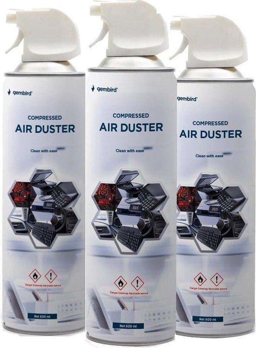 24 x 600ML -Gembird spuitbus met perslucht- Compressed Air - Air Duster - Spuitbus - Drijfgas - Voordeelverpakking 24 Stuks