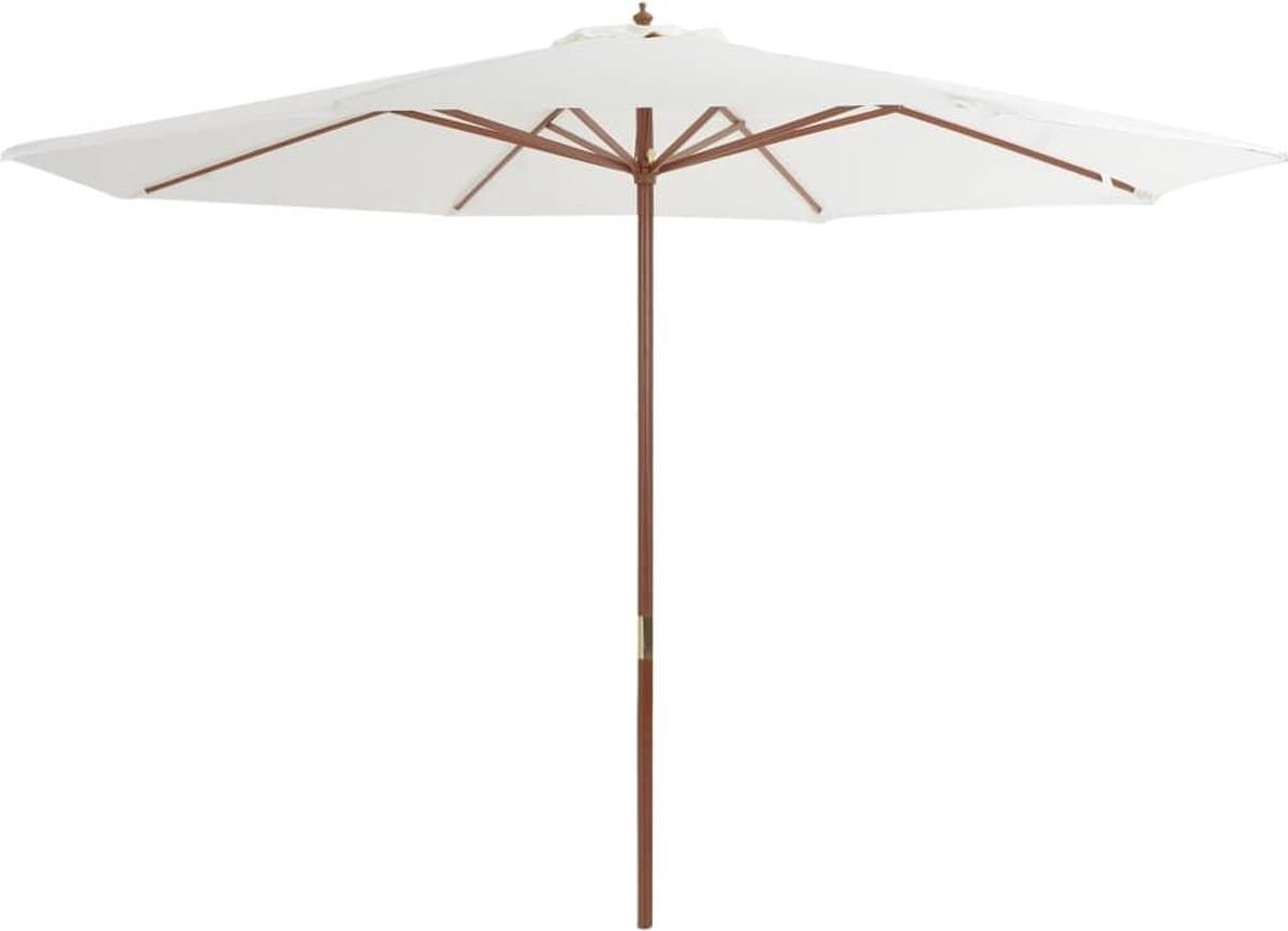 vidaXL - Parasol - met - houten - paal - 350 - cm - zandwit
